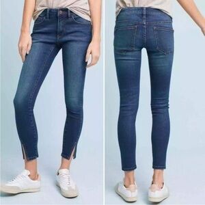 Anthropologie Dark Blue Ankle Zip Skinny Jeans
